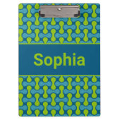 Modern Retro Link Pattern in Blue and Green Klemmbrett (Vorderseite)