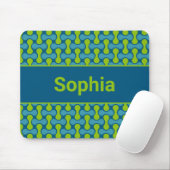 Modern Retro Link Pattern in Blue and Green Mousepad (Mit Mouse)