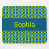 Modern Retro Link Pattern in Blue and Green Mousepad (Vorne)