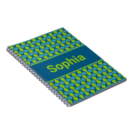 Modern Retro Link Pattern in Blue and Green Notizblock (Rechte Seite)