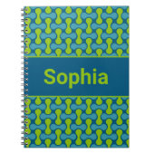 Modern Retro Link Pattern in Blue and Green Notizblock (Vorderseite)