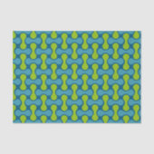 Modern Retro Link Pattern in Blue and Green Seidenpapier (Vorderseite)