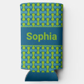 Modern Retro Link Pattern in Blue and Green Selters Dosenkühler (Rückseite)