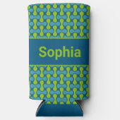 Modern Retro Link Pattern in Blue and Green Selters Dosenkühler (Vorderseite)