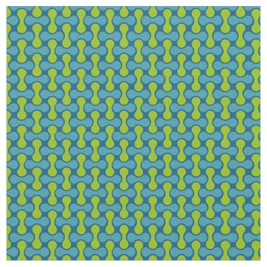 Modern Retro Link Pattern in Blue and Green Stoff (Nahaufnahme)