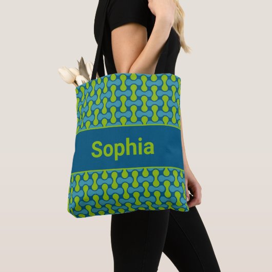 Modern Retro Link Pattern in Blue and Green Tasche (Von Nahem)