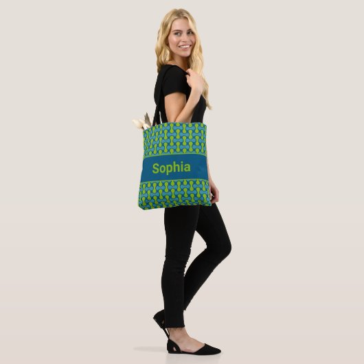 Modern Retro Link Pattern in Blue and Green Tasche (Am Model)