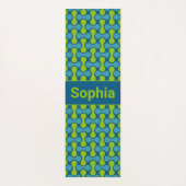 Modern Retro Link Pattern in Blue and Green Yogamatte (Rückseite)