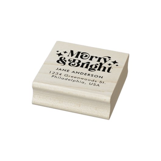 Modern Retro Merry und helle Name Weihnachten Gummistempel (Stempel)
