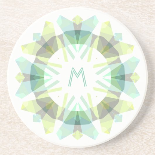 Modern Retro Monogram Initial Green Gray Whimsical Getränkeuntersetzer (Vorne)