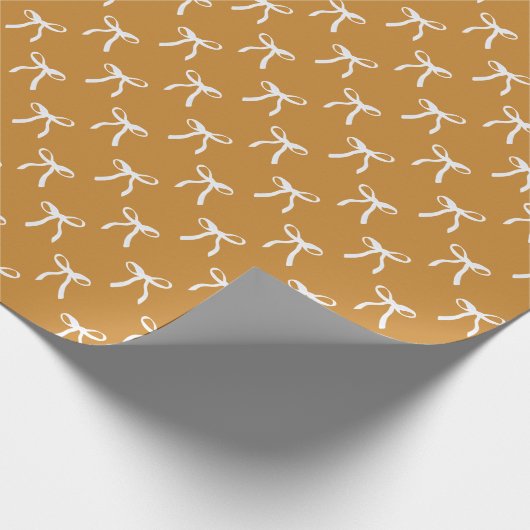 Modern Retro Mustard White Coquette Bow Weihnachte Geschenkpapier (Ecke)