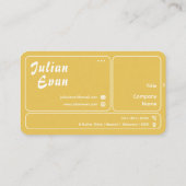 Modern Retro Mustard Yellow Chic Hello Visitenkarte (Rückseite)