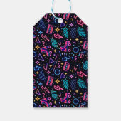 Modern Retro Neon 80’s 1st Birthday Party Geschenkanhänger (Rückseite)