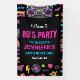 Modern Retro Neon 80’s Birthday Party for Adults Banner