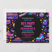 Modern Retro Neon 80’s Birthday Party for Adults Einladung (Vorderseite)