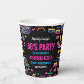 Modern Retro Neon 80’s Birthday Party for Adults Pappbecher (Vorderseite)