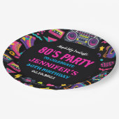 Modern Retro Neon 80’s Birthday Party for Adults Pappteller (Schrägansicht)