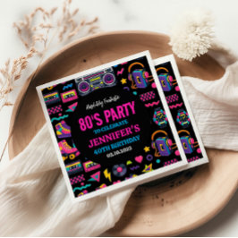 Modern Retro Neon 80’s Birthday Party for Adults Serviette