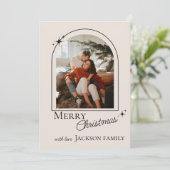 Modern Retro New Year 2026 Family Photo Card (Stehend Vorderseite)