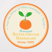 Modern Retro Orange Marmalade Jar Canning Etiketten (Design 1)