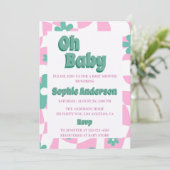 Modern Retro Pastel Oh Baby Shower Einladung (Stehend Vorderseite)