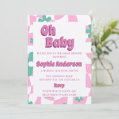 Modern Retro Pastel Oh Baby Shower Invitation Einladung (Stehend Vorderseite)
