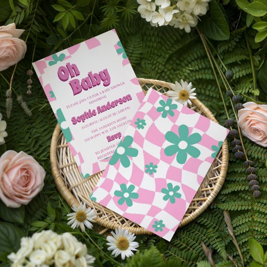 Modern Retro Pastel Oh Baby Shower Invitation Einladung