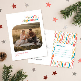 Modern Retro Photo Family Christmas Holiday Postkarte