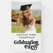Modern Retro Photo Modern Groovy Graduation Party Banner (Vertikal)