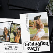 Modern Retro Photo Modern Groovy Graduation Party Einladung
