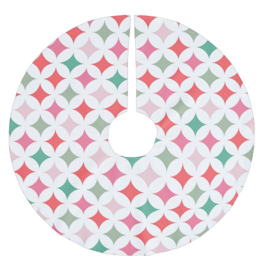 Modern Retro Pink Blue Star Diamonds Polyester Weihnachtsbaumdecke (Vorderseite)