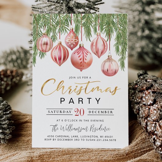 Modern Retro Pink Christmas Party Invitation Einladung