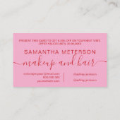 Modern Retro Pink Red Makeup Beauty Loyalty Rabattkarte (Rückseite)