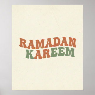 Modern Retro Ramadan Kareem Wall Art  Boho Islamic Poster