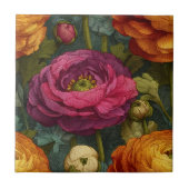 Modern Retro Ranunculus Tiles For Cooking Space Fliese (Vorderseite)