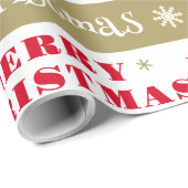 Modern Retro Red Gold Frohe Weihnachten Geschenkpapier (Rolleneckpunkt)