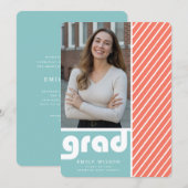 Modern Retro Script Graduate Photo Graduation Einladung (Vorne/Hinten)