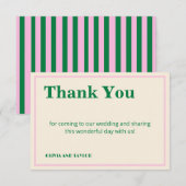 Modern Retro Striped  Wedding Information  Dankeskarte (Vorne/Hinten)