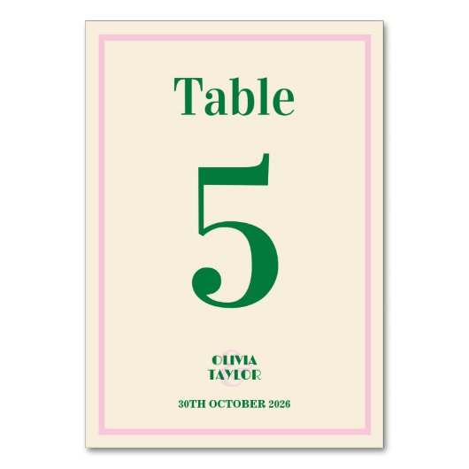 Modern Retro Striped Wedding Information Tischnummer (Vorderseite)