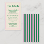 Modern Retro Striped  Wedding Information  Visitenkarte (Vorne/Hinten)