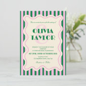 Modern Retro Striped Wedding Invitation Einladung (Stehend Vorderseite)