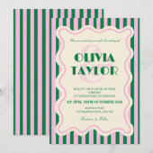 Modern Retro Striped Wedding Invitation Einladung (Vorne/Hinten)