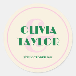 Modern Retro Striped Wedding Invitation Runder Aufkleber