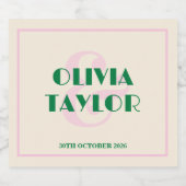 Modern Retro Striped Wedding Invitation Schaumweinetikett (Einzelnes Label)