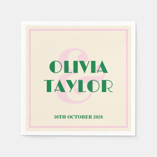 Modern Retro Striped Wedding Invitation Serviette (Vorderseite)