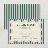 Modern Retro Striped Wedding RSVP Card (Vorne/Hinten)