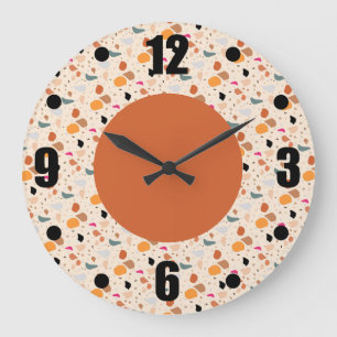 Modern Retro Terrazzo Colorful Pattern Große Wanduhr