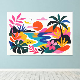 Modern retro tropical landscape leinwanddruck