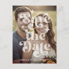 Modern Retro Type Photo Wedding Save The Date Ankündigungspostkarte