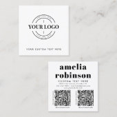 Modern Retro Typografy Business Logo 2 QR Code Quadratische Visitenkarte (Vorne/Hinten)